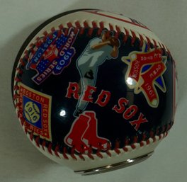 #102 Rawlings Red Sox Baseball With Clock On Stand