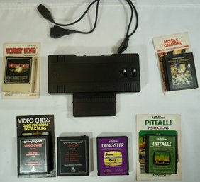 #112 Atari VCS Cartridge Adaptor W/ 6 Games Including Donkey Kong , 4 Manuals                              MK