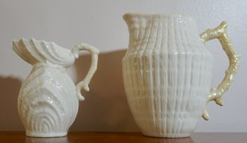 F4 Pair Of Beleek Pitcher's 5 1/2 & 4 1/2'