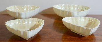 F10 Beleek Lot Of  4 Heart Nesting Bowls 4 1/2 To 6 1/2'