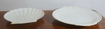 F11  Beleek Lot Of 2 Cake & Shell Plate 9 1/2 & 8 1/4'