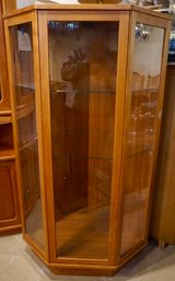 #119 Mid Century Teak Glass Curio