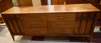 #128 Mid Century Teak Long Chest Drawers