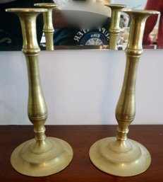 F37 Pair Of Brass Candlesticks 12'T