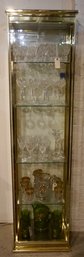 #145 Brass & Glass Lighted Curio (contents Not Included)