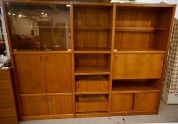 #177 Mid Century Teak Wall Unit Glass Doors & Drawers Not Installed But There