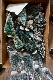 O1  Box Full Of Evergreen Trees For Chirstmas Village