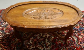 #190 Eagle Carved Tray Top Table ( Tray Missing Glass)