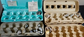 020 Lot  Of 4 Egg Crates Of Stones & Mineral Specimans