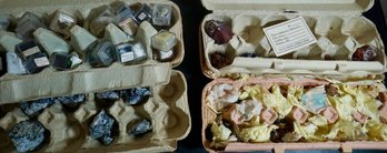 021 Lot  Of 4 Egg Crates Of Stones & Mineral Specimans