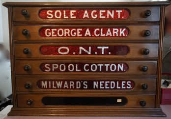 O23  Antique Victorian Spool Chest - George A. Clark - 6 Drawers