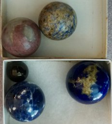 O30 Lot Of 5 Large Stone Marbles