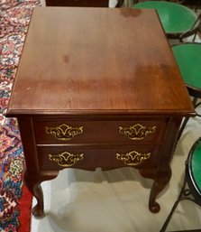 #204 One Drawer Mahogany Side Table Queen Anne Legs