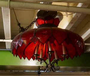 #209 Red Tiffany Style Hanging Lamp 24'across