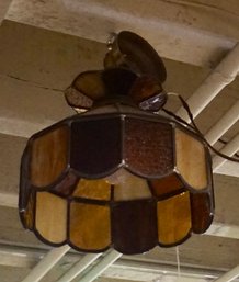 #244 Slag Glass Tiffany Style Hanging Lamp 12' Across