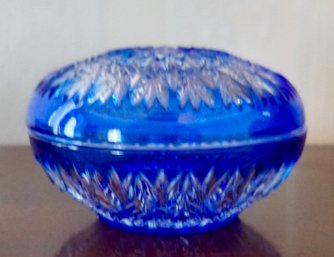 LR#267 Cobalt To Clear Covered Trinket Jar