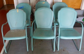 079 Lot Of 6 1960's  Metal Lawn Chairs