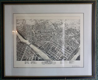 H#272 Framed 1876 Map Of Lowell (30 11/2'W X 25'T)