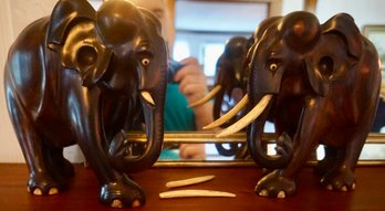 H#277 Carve Iron Wood Elephants 8'T