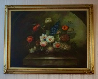 DR#302 Gold Framed Decorative Floral Oil On Canvas Painting 55'W X 44'T