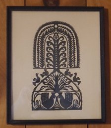 D#328 Framed Polish Folk Art / Silhouette 10' W X 12' T