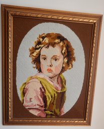 B#378 Framed Needlepoint 17 1/2'W X 21 1/2'T