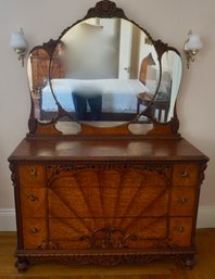 B#29 1930's Fancy Depression 3 Drawer Dresser & Mirror