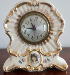 2B#392 Porcelain Mantle Clock (electric ) 8'w X 9'T