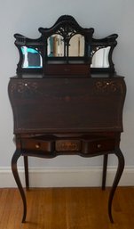 2B#33 Mahogany Inlaid Drop Front Writing Desk W/ Gallery