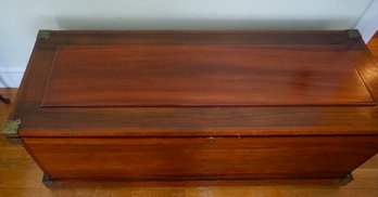 3B#37  Large 19th Century Mahogany Cedar Blanket Chest/ Brass Corners/ Dovetailed