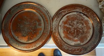 CL#401 Pair Of Etched Copper Plates 10 3/4'