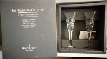 CL#413 Waterford Millenum Collection Pair Of Champagne Glasses NIB