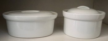 CL#420 Lot Of 2 White Casserole Dishes 10' & 8'