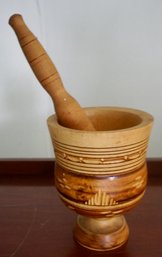 3#432 Wooden Mortar & Pestle 8'T