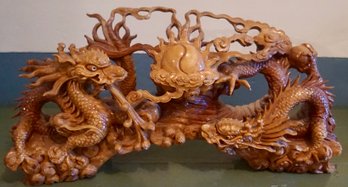 3#46 Carved Wood Dragon 30'W X 15'T X 8'D