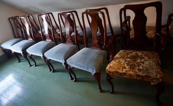 3#50 Set Of 12 Queen Anne Mahogany Dining Room Chairs (2 Arm Chairs)