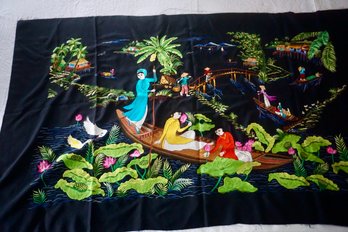 Japanese Silk Black Embroidery 5 Ft X 35'