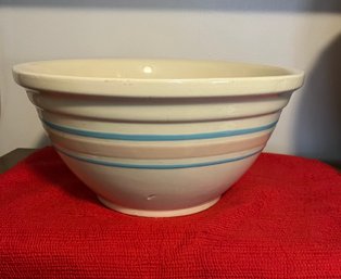 Vintage 14' Striped Ovenware Pottery Dough/Mixing  Bowl 7'T