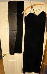 Oleg Cassini Black Velvet And Satin Long Strapless Evening Dress With Matching Wrap Size 12 - 94