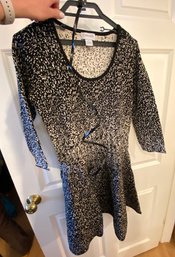 Black And Gold Knit Dress By Carmen With Belt Size M - 99