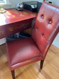 Red Button Backed Leather Chair - 2FH2