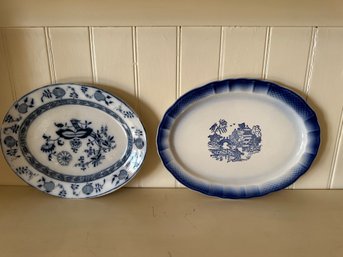 11 Inch Flo Blue Staffordshire Plate And Restaurant  Ware Platter - LV42