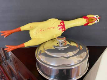 Vintage Magic - Metal Covered Dove Pan With Rubber Chicken -M6