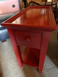 Red Painted Narrow Accent Table With Shelf - G5