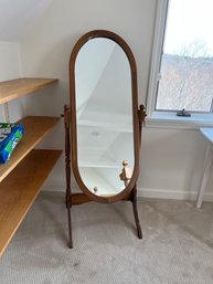 Free Standing Wooded Oval Mirror - 3RD14