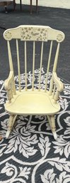 Vintage Ethan Allen Stenciled Cream Windsor Childs Rocking Chair