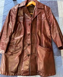 Vintage Wine Color 3/4 Lined Leather Jacket - Mb02