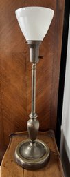 Antique Brass Torchiere Table Lamp With Milk Glass Shade TESTED WORKS 28' Tall