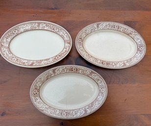 Vintage Brown Transfer Ware Oval Platters (3)