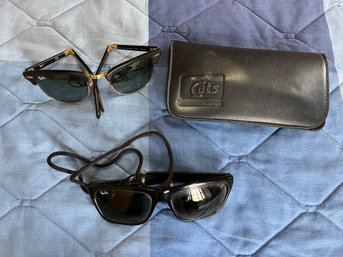 Two Pairs Rayban Includes One Baush And Lomb Folding Glasses With Case - Mb09